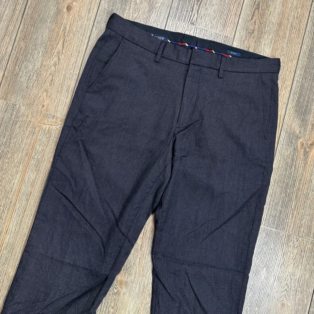 J.Crew Bedford Dress Pants Mens 33x32 Gray 100% Wool Flat Front Trousers